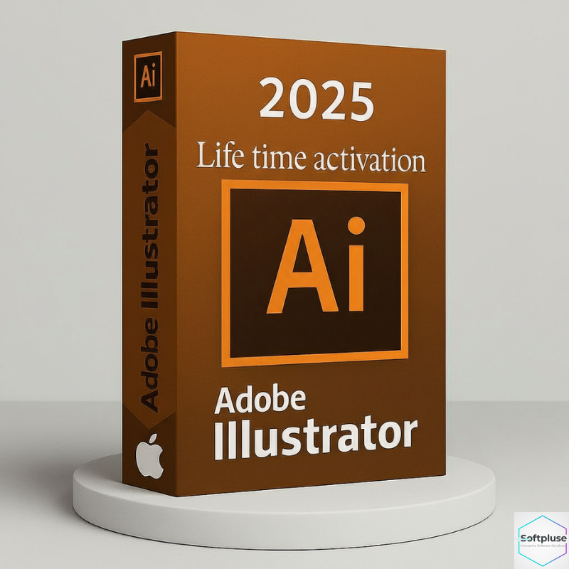 Adobe Illustrator software box with '2025 Lifetime Activation' text on a gray background