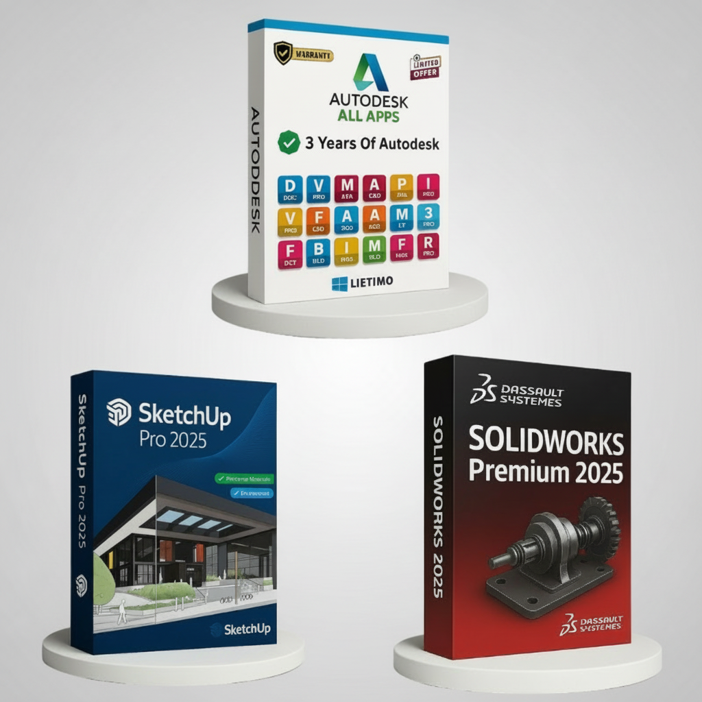Professional CAD 3D Design Pack 2025 with Autodesk, SketchUp Pro and SolidWorks Premium